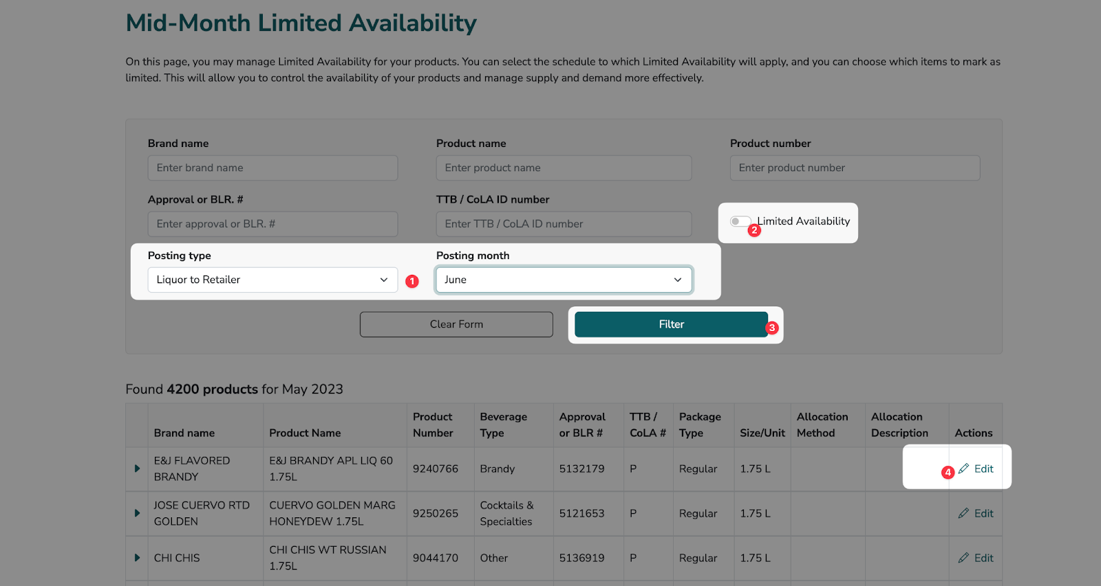 Mid-month Limited Availability